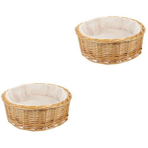 2Pcs Wicker Bread Basket Portable Fruit Snack Basket 2