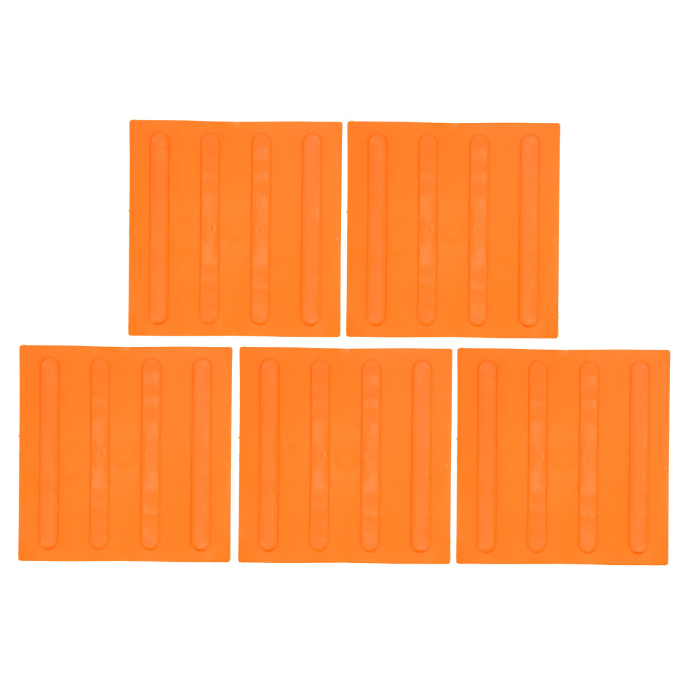 (Strip Orange) 5Pcs Rubber Road Brick Board Non Slip Tactile Paving Blind Tile 685922908858