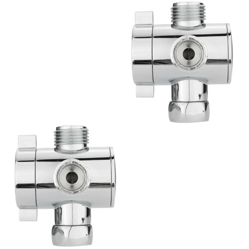 2Pcs Practical Silver Shower Diverter Valve Stainless Steel 3-Way 2