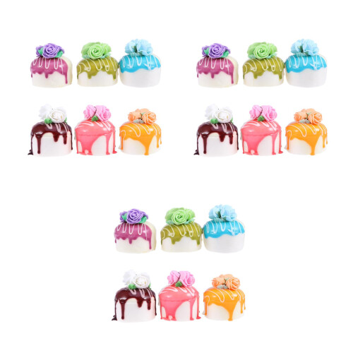 18 Pcs Artificial Round Rose Cake Model Set For Dessert Display And Play 2