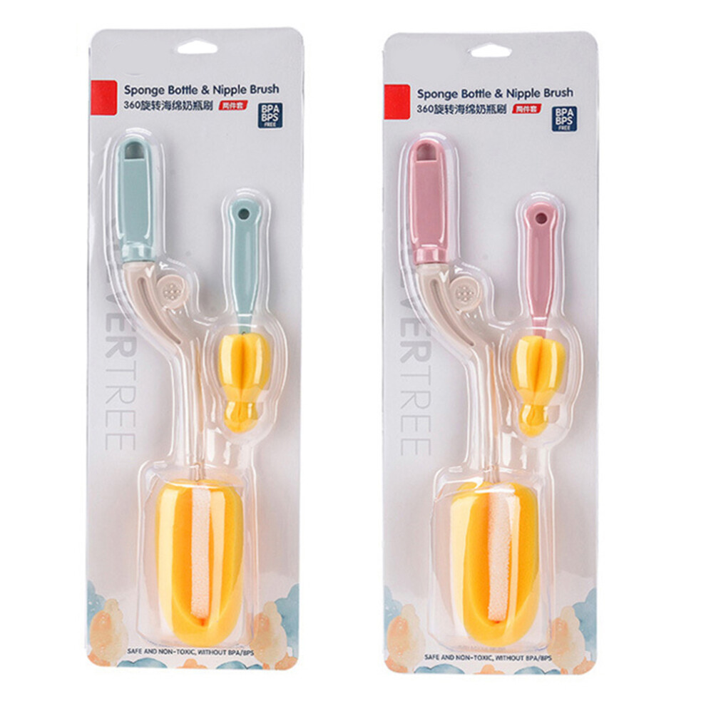 2 Sets Baby Feeding Bottle Brush Sponge And Pacifier Cleaner Solustre