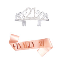 3 Sets Crown Hair Comb Letter Sash 21 Birthday Party Favors