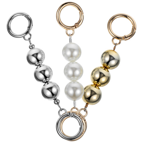 12 Pcs Short Pearl Chains For Bag DIY Round Imitation Pearl Bead Handle