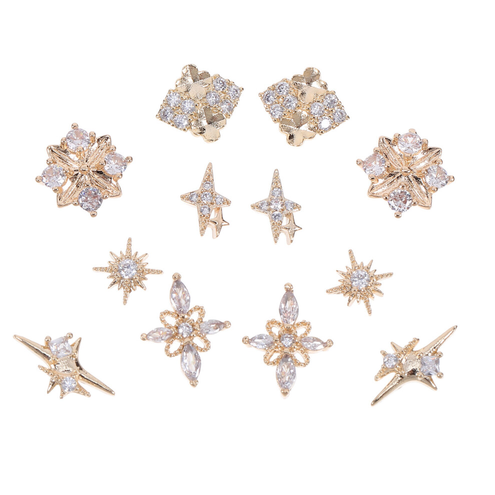 Solustre 48 Pcs Nail Art Charms Rhinestones For Diy Manicure Decor