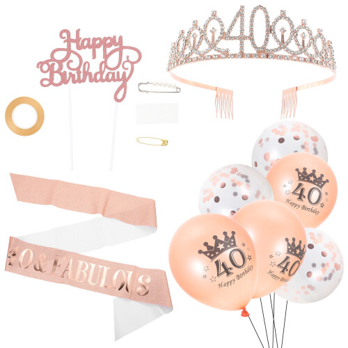 2 Sets Birthday Party Crown Sash Balloons Cake Decor 1