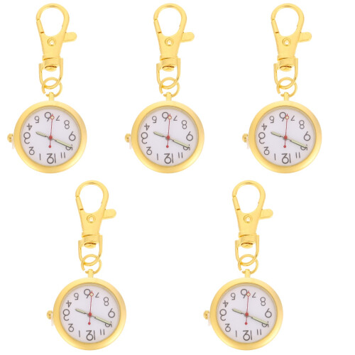 5Pcs Alloy Nurse Pocket Watch With Keychain 2