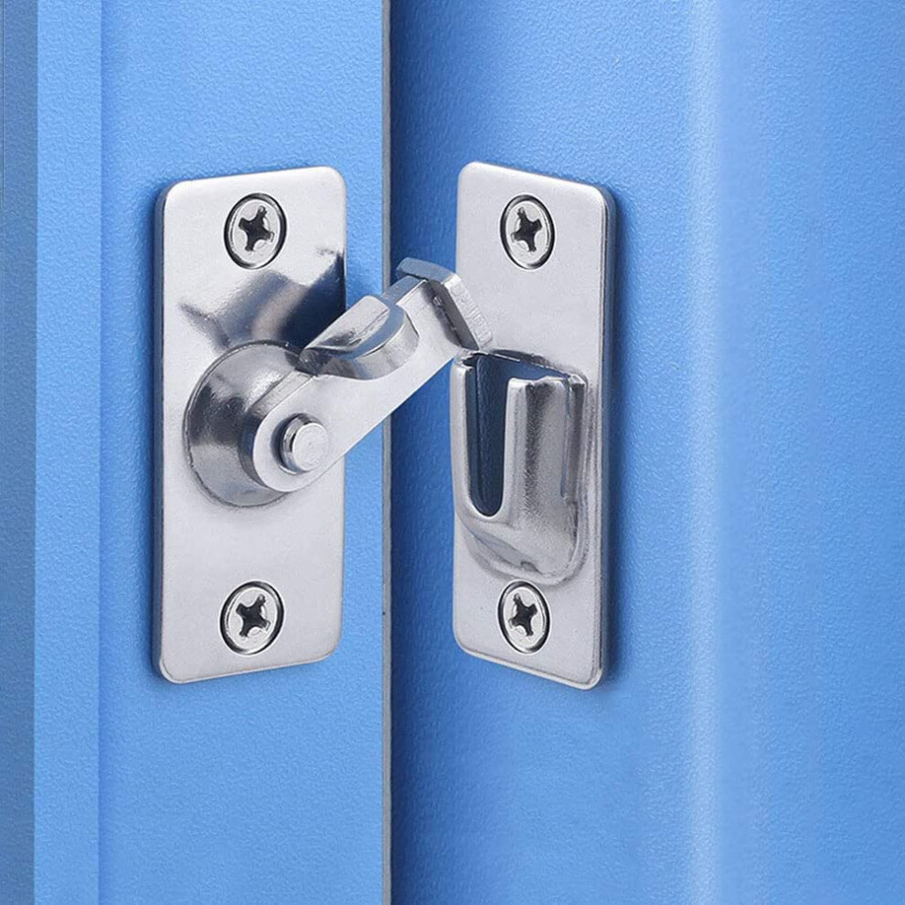 90 Degree Door Lock Hasp Latch Stainless Steel Right Angle Sliding Door Lock Bending Buckle Bolt Lock Barn Door Silver 9084446258363