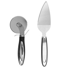 2Pcs Pizza Cutter Spatula Stainless Steel Non-Slip Handle