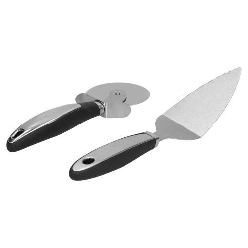 2Pcs Pizza Cutter Spatula Stainless Steel Non-Slip Handle 1