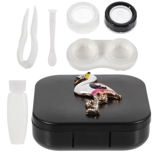 2 Sets Box With Flamingo Design For Cosmetic Lens Storage 1