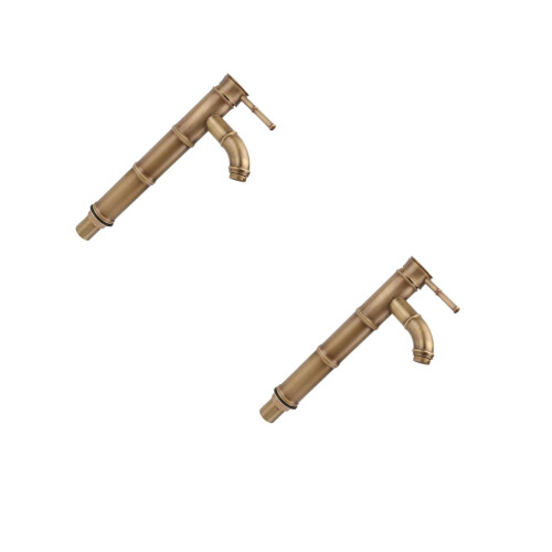 2 Pcs Practical Kitchen And Bathroom Copper Water Tap For Home Golden 2