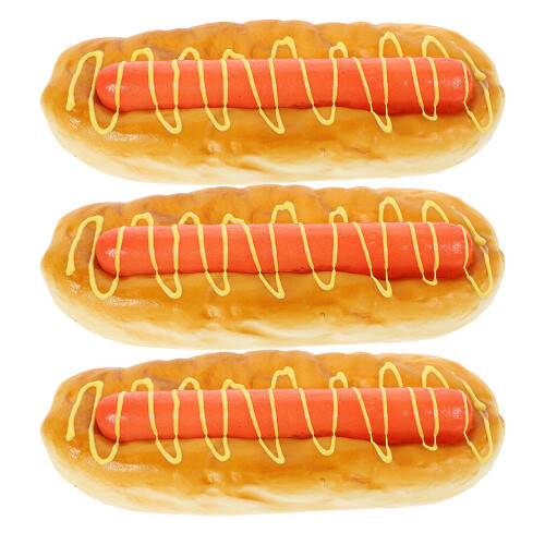 9 Pcs Artificial Hot Dog Bread Model For Kitchen Photo Display