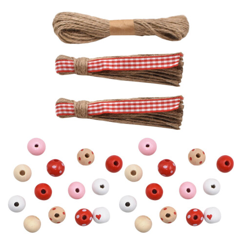 3Ensembles Perles En Bois Colorées Pour DIY Saint-Valentin