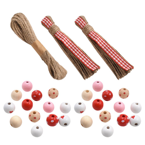 3Ensembles Perles En Bois Colorées Pour DIY Saint-Valentin 1