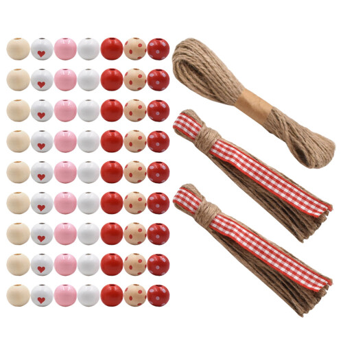 3Ensembles Perles En Bois Colorées Pour DIY Saint-Valentin 2