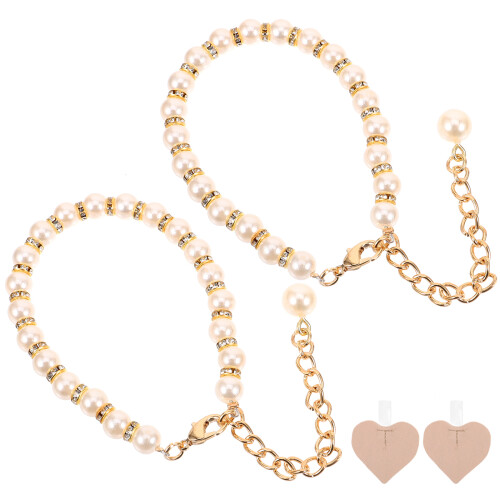 4 Pcs Pearl Shoe Straps Elegant Ankle Belts For Heels