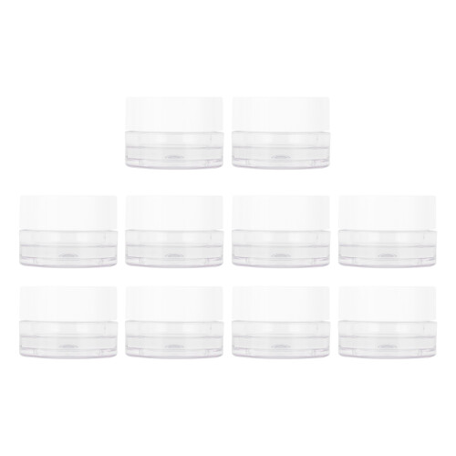 10Pcs 10g Round Cream Jars Reusable Face Lotion Container White Lid 1
