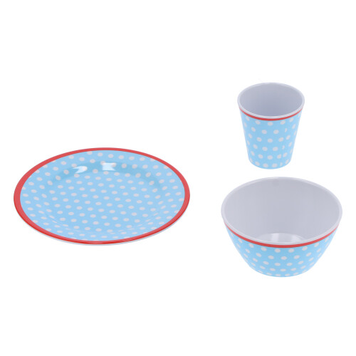 12pcs/Set Melamine Tableware Light Blue Dot Cup Bowl Plate Set 1