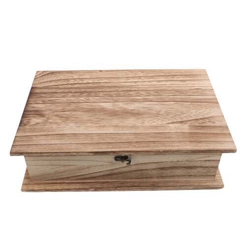 2Pcs Wooden Book Storage Box With Hinged Lid Large Capacity 2