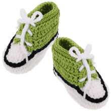3Pcs Baby Crochet Booties Knitted Socks Handmade 10Cm Green