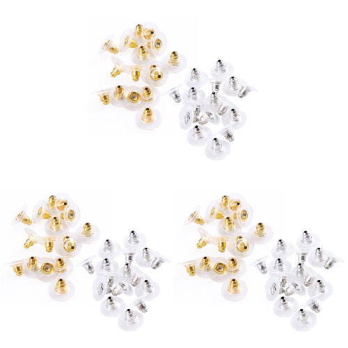 600 Pcs Bullet Clutch Earring Backs With Pad (Gold And Silver) 1