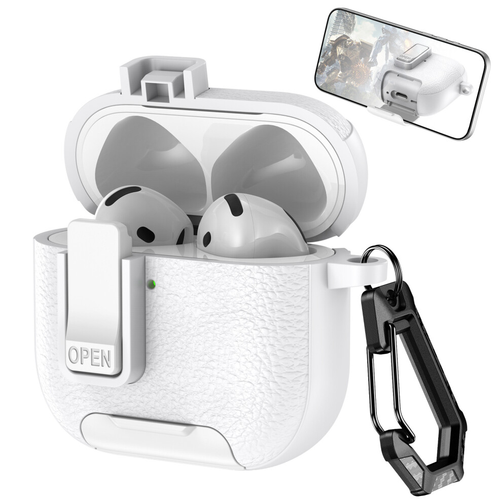 (Airpods 3,  white) For Airpods 1 2 3 4 Pro 2 3 Case TPU PC Material Protective Cover with Lock Buckle Stand-image-OPC-PKY8H7J-NEW
