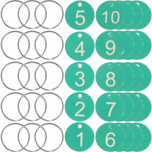 250Sets Easy-to-Use Green Acrylic Hanging Number Tags with Metal Rings
