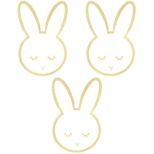 3Pcs Acrylic Wall Mirror With Wooden Frame In Bunny Shape 2