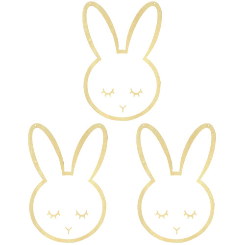 3Pcs Acrylic Wall Mirror With Wooden Frame In Bunny Shape 1