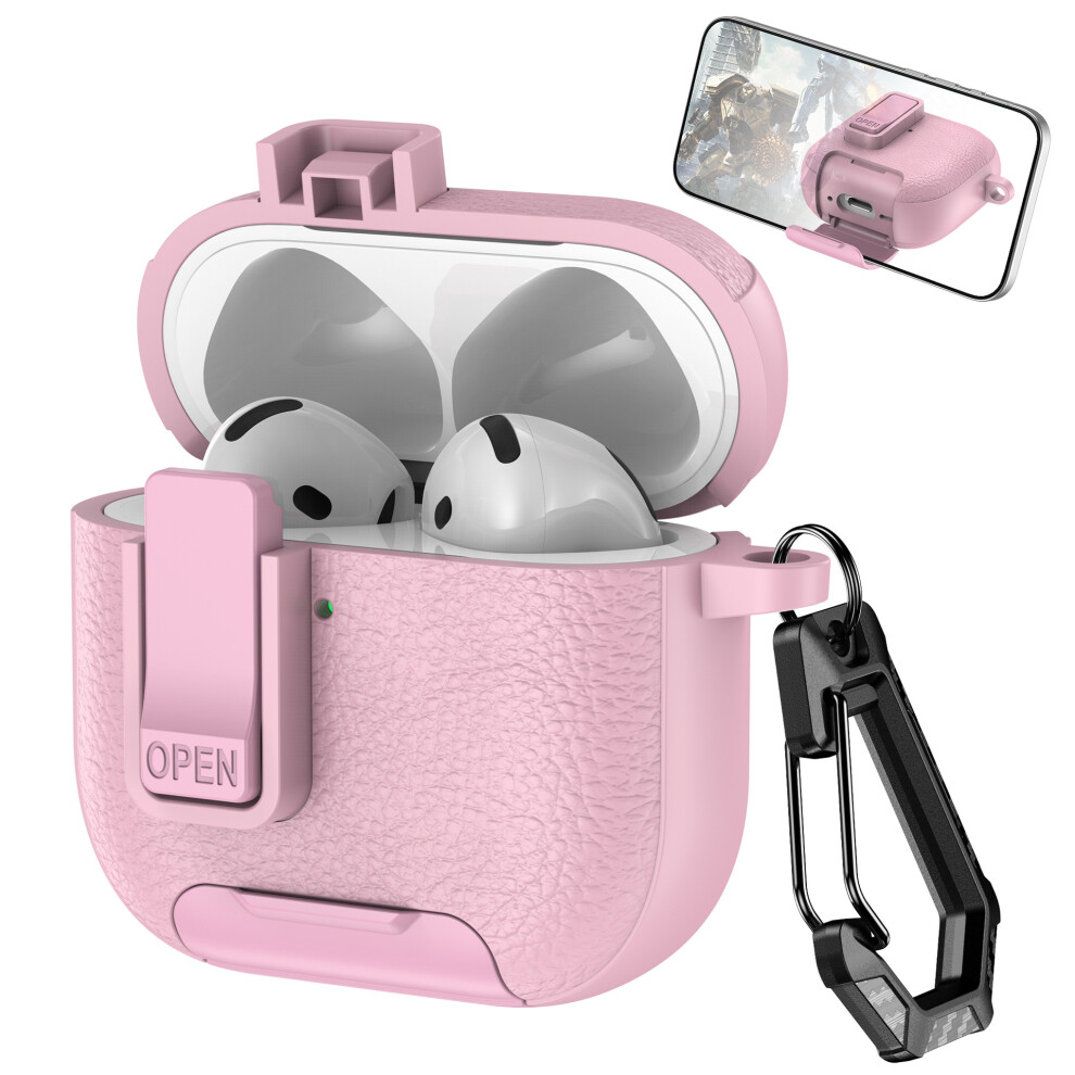 (Airpods 3,  pink) Protective Airpods Case for 1 2 3 4 Pro 2 3 TPU PC with Lock Buckle and Stand Design Fit Airpods-image-OPC-PKY8JDG-NEW