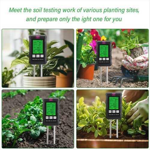 Soil Tester pH Temperature Humidity Sunlight Air Moisture Detector 1