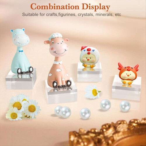 Acrylic Base 16PCS Acrylic Blocks for Display 2x2x1 Inch Square Riser 2