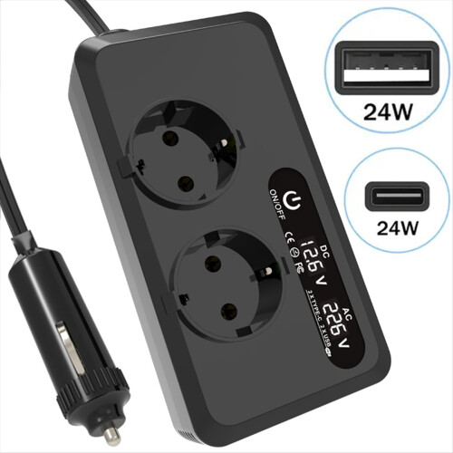 200W bilinverter DC 12V til 230V AC strøminvertere EU-stik 1