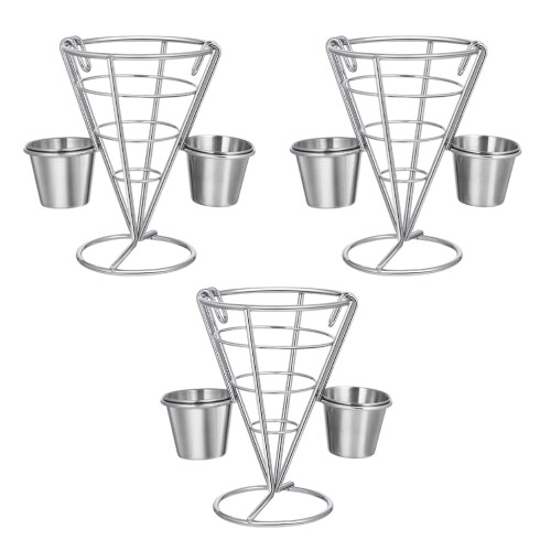 6Pièces Porte- Frites Argenté Présentoir Snacks 2