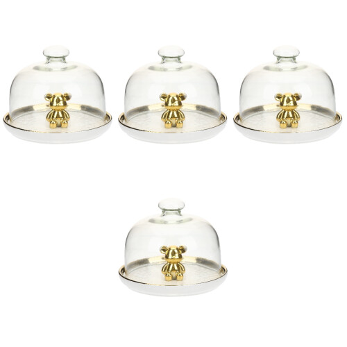 4 Sets Ceramic Cake Tray With Dome Multi-Functional Dessert Plate 2