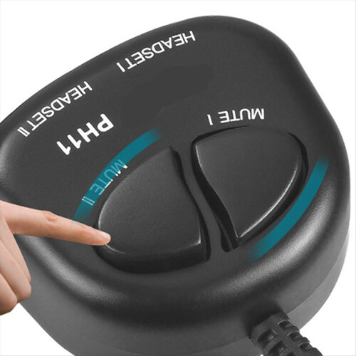 TWO Mute Switch Training Adapter Dual RJ9 Sockets to RJ9 Headset 2