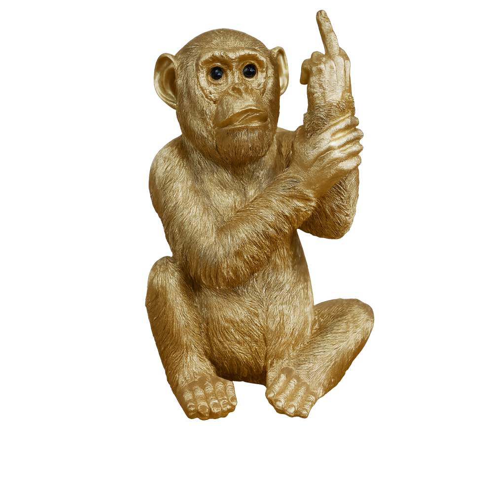 Venture Vehicles Cheeky Monkey Statue | Fun & Bold Home Decor Gold