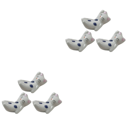 6 Pcs Cartoon Ceramic Chopstick Rests Pretty Holders 2