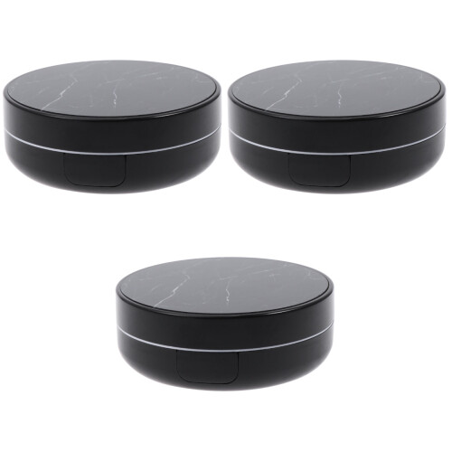3 Pcs Lenses Case Marble Pattern Portable Holder For Home Travel Black 2