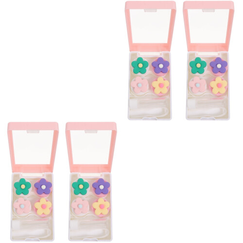 4 Pcs Lovely Lens Box Portable Travel Case Box (Pink) 2