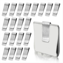 20-pack sedelklämmor i rostfritt stål, silverfärgade, smala kontantklämmor, korthållare