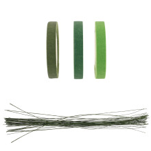 5 Sets Diy Metal Floral Stem Wire With Flower Paper Tape