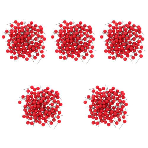 500 Pcs Push Round Ball Head Map Tacks With Stainless Point Red 2