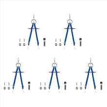 Geometrisæt med lås, matematik- og præcisionskompas, metal (blå)