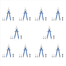 Juego de geometría con cerradura, compás matemático y de precisión, de metal (azul)