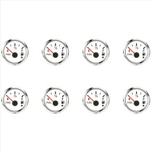Indicador de nivel de combustible de 52 mm (0-190 ohmios, conmutable, 240-33 ohmios, con alarma), color blanco