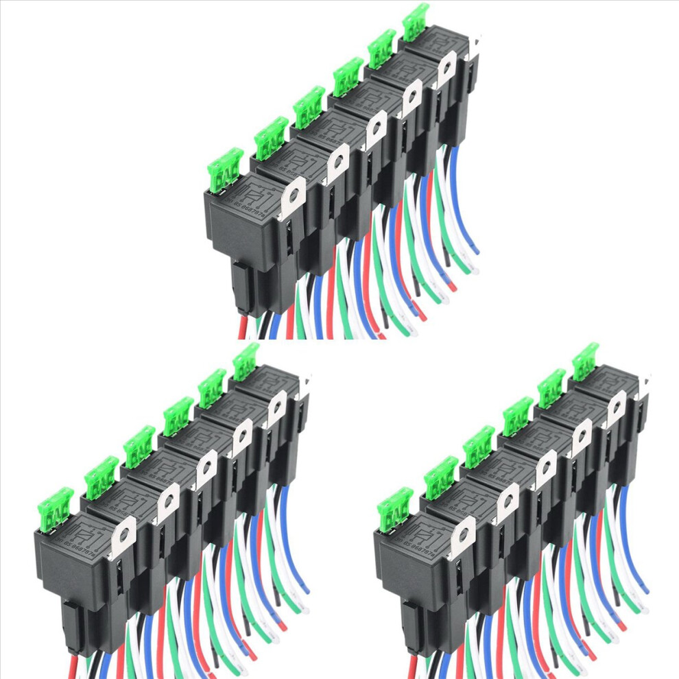 6Pcs 5-Pin Spst 12V 30A Car Fuse Relay Switch Wiring Harness 4851431248181