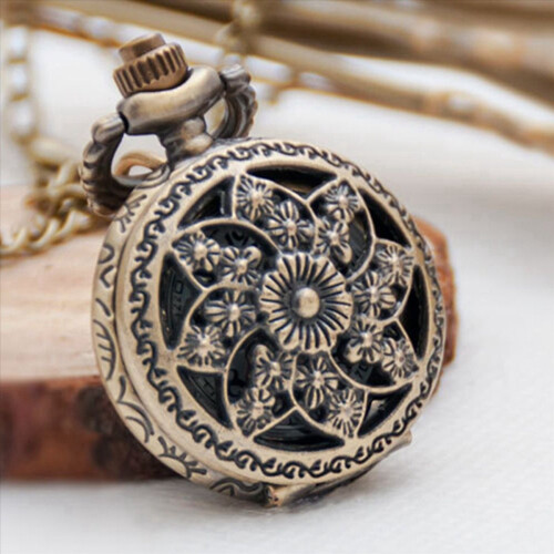 Moda Vintage Bronce cuarzo reloj de bolsillo Guler pendiente () 2