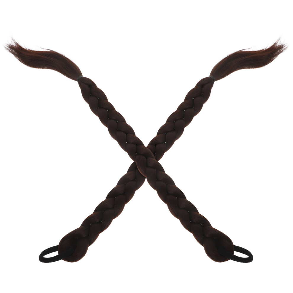 Aboofan 3 Pairs Braid Ponytail Extension With Elastic Tie - Synthetic Hair