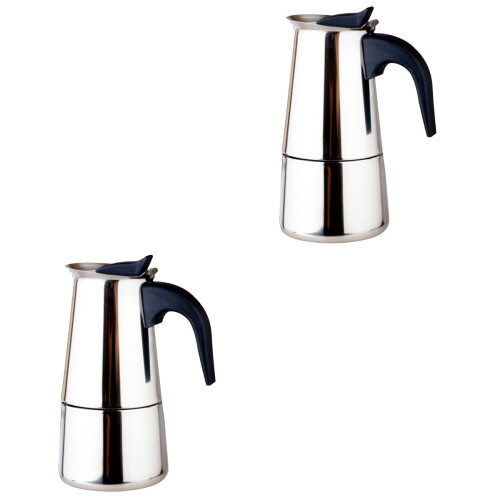 2Pcs Stainless Steel Coffee Maker 100Ml Stovetop Filter Pot 2